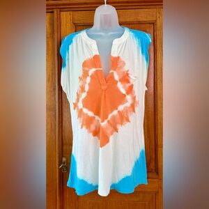 Young Fabulous & Broke Blue and Orange Tie-Dye Tee